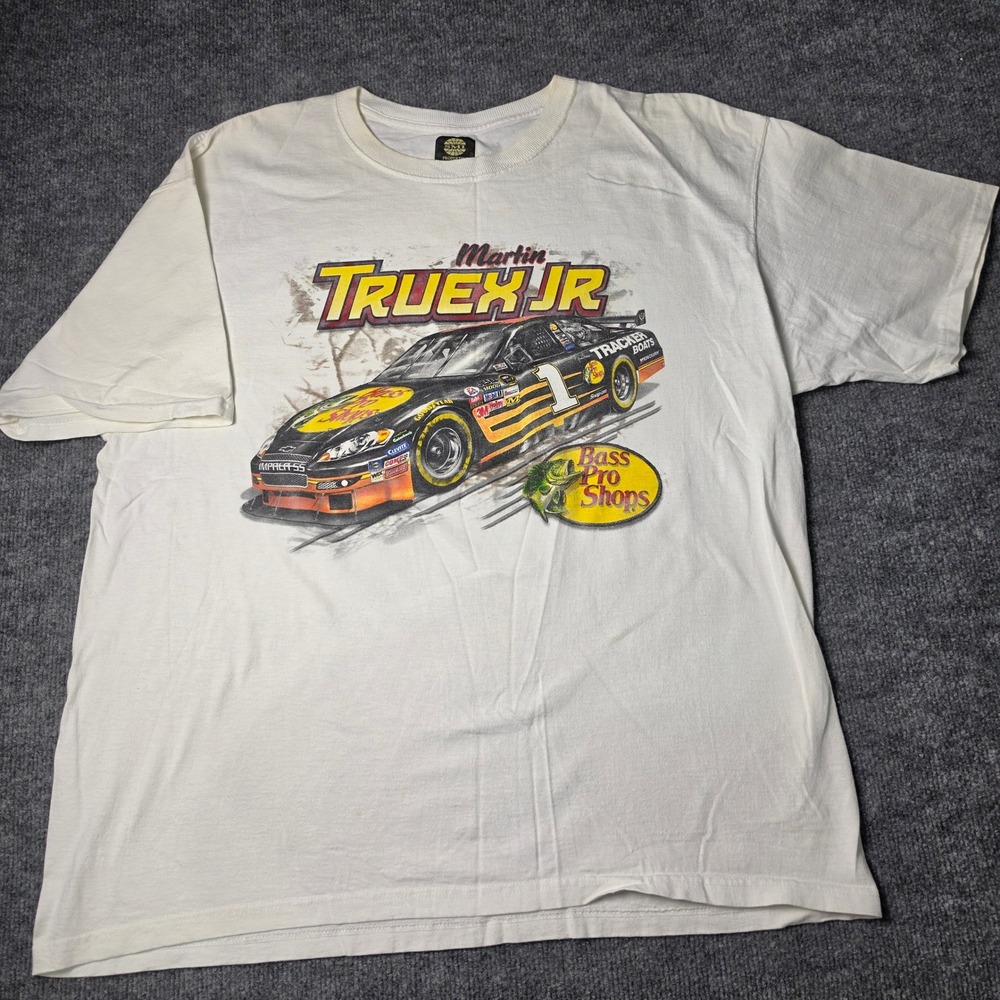 Mens Martin Truex Jr Bass Pro Shops NASCAR T-Shirt White SMI Properties XL 2008